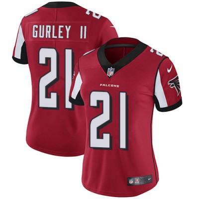 Nike Atlanta Falcons #21 Todd Gurley II Red Team Color Women's Stitched NFL Vapor Untouchable Limited Jersey